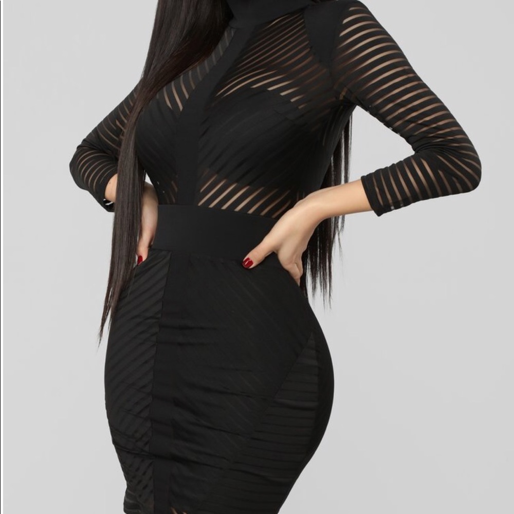 Mesh Fabric Black Dress
